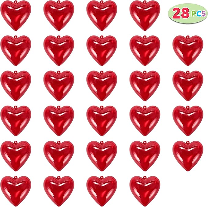 JOYIN 28 Pcs Valentines Day Prefilled Hearts with Cards Filled with Power Bracelets for Kids Classroom Exchange, Cute Valentine Party Favors, Gift Exchange, Game Prizes