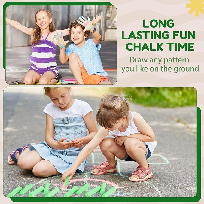 Fulmoon 40 Pcs Jumbo Sidewalk Chalk for Kids Outdoor Art Non Toxic Large Washable Street Chalk for Adults Drawing Painting Graffiti Classroom(Fruit Green,Round Style)