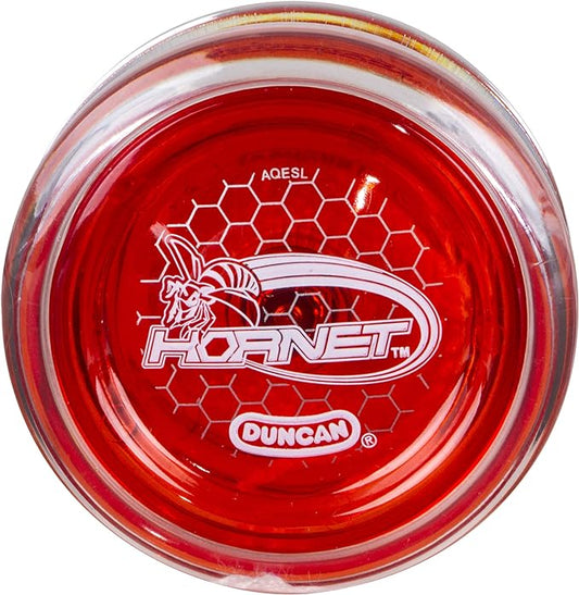 Duncan Toys Hornet Pro Looping Yo-Yo with String, Ball Bearing Axle and Plastic Body, Clear with Red Cap