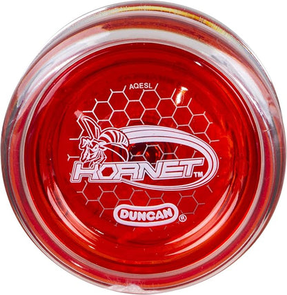 Duncan Toys Hornet Pro Looping Yo-Yo with String, Ball Bearing Axle and Plastic Body, Clear with Red Cap