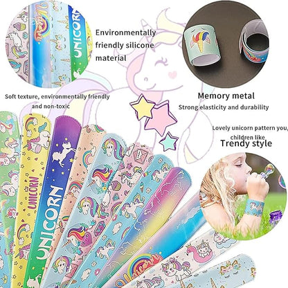 36 PCS Unicorn Slap Bracelets Kids Party Favors,Bulk Snap Bracelet Party Favors Supplies for kids&teens Gifts Teacher Classroom School Favors Prizes Exchanging Gift