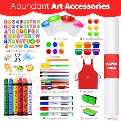 Joyooss Art Easel for Kids Easel for Toddlers, Adjustable Standing Double Sided Toddler Easels Kids Chalkboard Kid Easel with Paper Roll & Whiteboard, Art Easel for Kids Age 4-8 9-12 Kids Art Easel