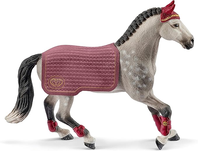 Schleich Horse Club Trakehner Mare Riding Tournament Horse Toy Figurine - Authentic Mare Horse Toy with Removable Blanket for Boys and Girls Imagination and Play, Gift for Kids Ages 5+