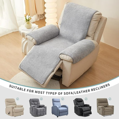 vctops Sherpa Fleece Recliner Chair Cover Super Soft Warm Plush Sofa Slipcover Furniture Protector Non Slip Washable Reclining Chair Cover for Kids, Pets (Light Grey,22"x82")