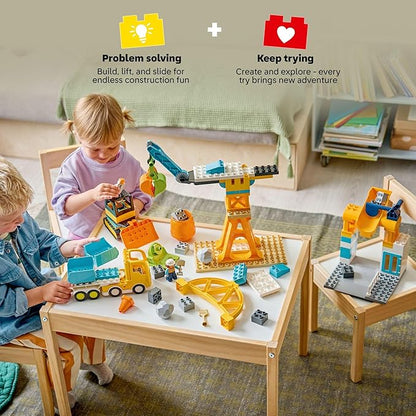 LEGO DUPLO Town 3 in 1 Construction Site and Vehicles Toys for Toddlers - Pretend Play Set for Boys & Girls, Ages 3+ - Building Blocks for Fine Motor Skills Practice - Gift for Birthdays - 10476