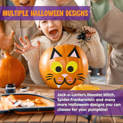 JOYIN 16 Packs Halloween Pumpkin Stickers Foam Craft Kit, Halloween Party Favors for Kids, Party Supplies Arts Activities, Pumpkin Decorating Stickers, Jack O Lantern Face Sticker School Games Gifts