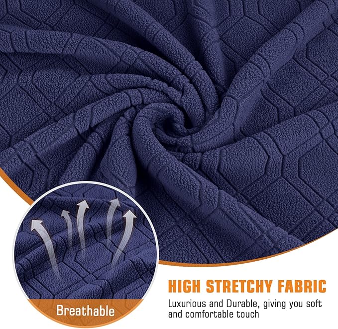 VANSOFY Recliner Cover, 3-Pieces Stretch Reclining Couch Covers with Pockets Reclining Sofa Slipcovers 3 Seater Soft Washable Furniture Protector for Dogs Cats(Navy Blue)