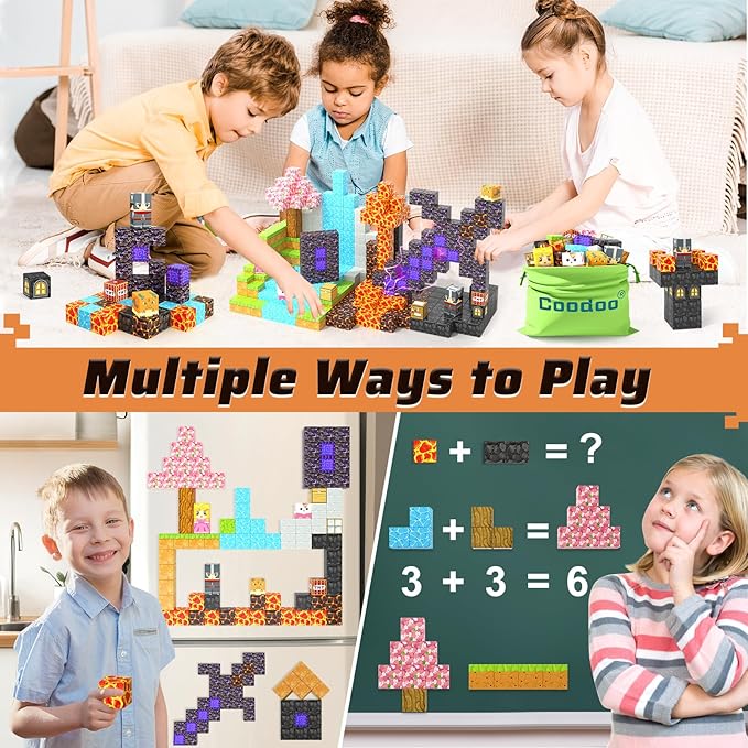 110PCS Magnetic Blocks - Build Mine Magnet World Magic Sword Portal Set, Magnet Kids Toys for Boys & Girls Age 3-5 4-8 5-7, STEM Magnetic Tiles Building Games Sensory Outdoor Toddler Toys