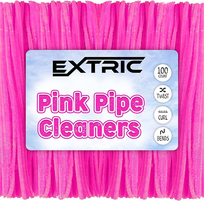 Pipe Cleaners Craft - 100 Pcs Pink Chenille Stems, 6mm x 12 Inch Fuzzy Sticks, Great for DIY Arts and Craft Projects and Decorations