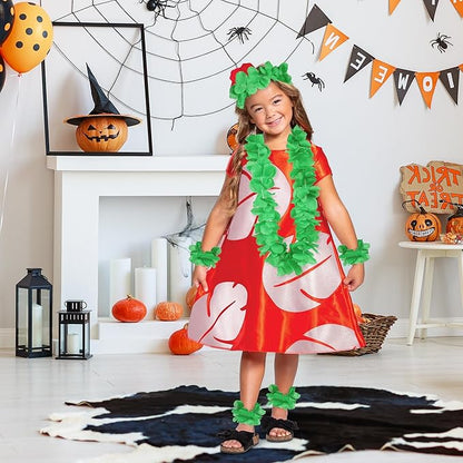 HOBBY HORSE 12 Pieces Hawaiian Luau Flower Leis Halloween Decor Leis Green Necklaces Bracelets Headband Anklets Set Tropical Party Favor for Halloween Cosplay Beach Wedding Birthday Party Supplies