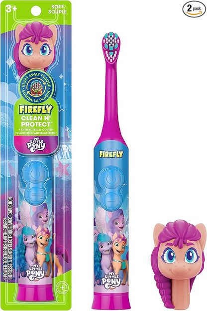 FIREFLY Clean N' Protect My Little Pony Power Toothbrush with 3D Character Cover, Soft Bristles, Battery Included, Ages 3+
