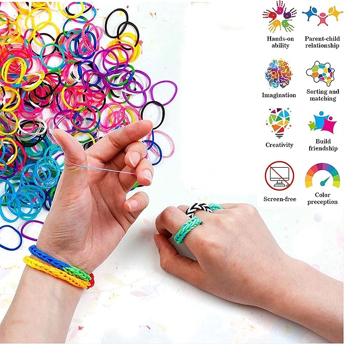 YITOHOP 15000+ Rubber Loom Bands, Mega Rubber Bands Bracelet Kit,Loom Bracelet Making Kit with 3 Layer Container,30 Colors,380 Beads,30 Charms,Clips, Hooks Tools for DIY Art Holiday Gift