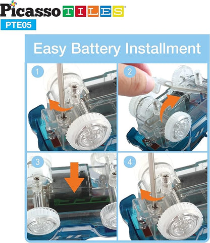 PicassoTiles 2pcs Magnetic Toy Car Set Highly Detailed Compatible with Magnet Race Track STEM Truck Replacement Accessories Educational Construction Building Kits for Toddlers Boys & Girls Ages 3+