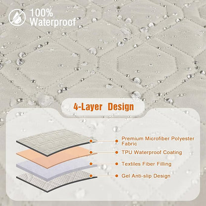 VANSOFY 100% Waterproof Recliner Chair Covers, Recliner Cover Non-Slip Dog Chair Cover Furniture Protector Washable Slipcover with Pocket, Elastic Straps for Pets, Dogs(Beige, 23.6")