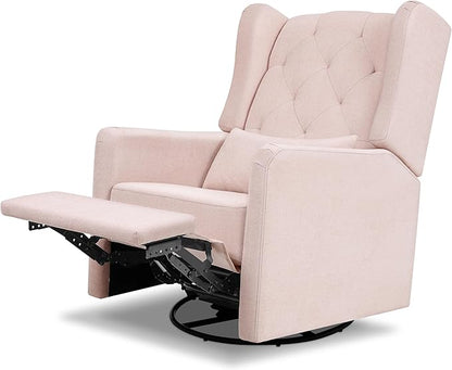 DaVinci Everly Recliner and Swivel Glider in Performance Pale Blush Pink Eco-Weave, GREENGUARD Gold Certified