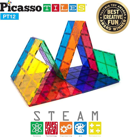 PicassoTiles Kids Toy Magnetic Building Blocks Magnet Tiles Supersized Large Stabilizer Base Jumbo XL Plate Foundation Education Construction Kit Engineering STEM Children Learning Stacking Set