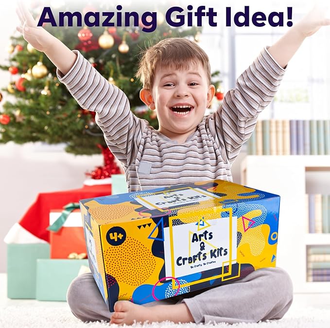 FUNZBO Arts and Crafts Supplies for Kids - Crafts for Girls with Pipe Cleaners, Construction Paper, Pom poms & Googly Eyes, Crafts for Kids Ages 4-8, School Craft Projects, Gifts for Girls