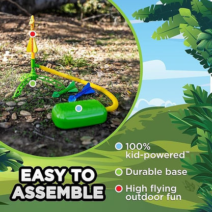 Stomp Rocket Dino-Soar Rocket Launcher for Kids - 3 Dinosaur-Themed Rockets - Fun Backyard & Outdoor Fun Toy Gift for Boys & Girls - STEM Soft Foam Blaster Set - Ages 3 & Up