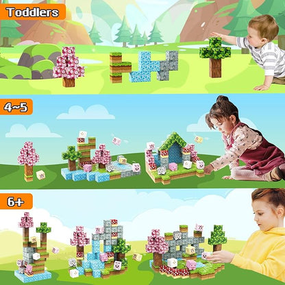 Magnetic Blocks Building Toys,108PCS Magnetic Building Blocks,Magnets Cubes Garden Set,Toddler STEM Sensory Construction Toys 3 4 5 6 7 Girls Boys Christmas Birthday Gifts for 3+ Years Old Kids