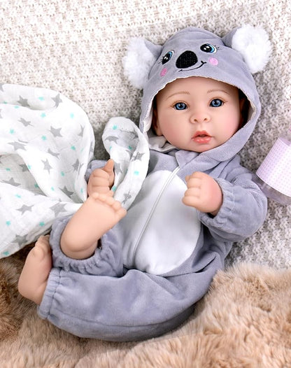 Aori Baby Dolls 17 inches, Real Life Baby Doll with Feeding Kit Included, Life Like Baby Dolls that Look Real, Newborn Baby for Kids, Birthday, Pretend Play