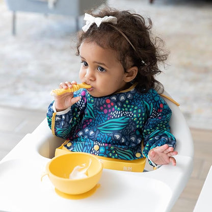 Bumkins Baby Bowl, Silicone Feeding Set with Suction for Baby and Toddler, Includes Spoon and Lid, First Feeding Set, Training Essentials for Baby Led Weaning for Babies 4 Months Up, Pineapple