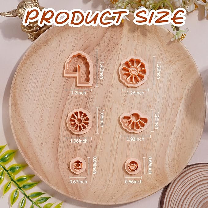 Puocaon Smiley Sunflower Clay Cutters - 6 Pcs Polymer Clay Cutters for Earrings Making, Smiley Face Flower Clay Cutters Set Polymer Clay Jewelry Making, Spring Daisy Earrings Clay Cutters Shape