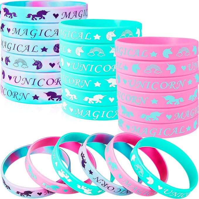 BBTO 30 Pieces Magical Unicorn Silicone Wristbands Unicorn Parties Bracelets Vibrant Unicorn Wristbands for Magic Unicorn Themed Parties