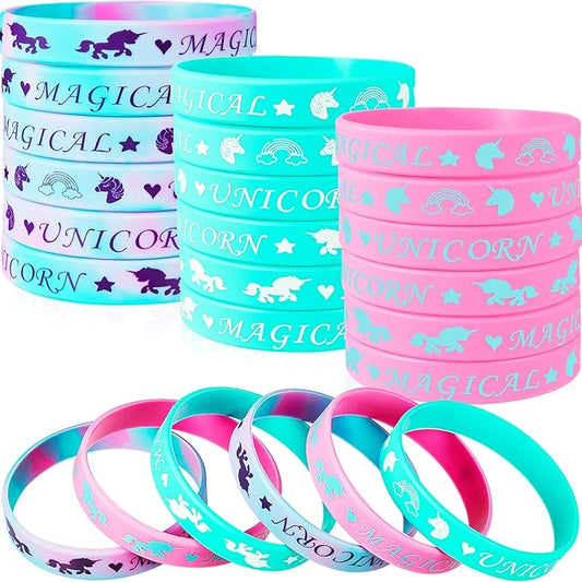 BBTO 30 Pieces Magical Unicorn Silicone Wristbands Unicorn Parties Bracelets Vibrant Unicorn Wristbands for Magic Unicorn Themed Parties