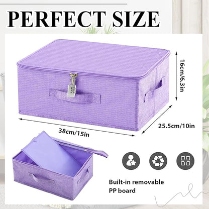 Briwooody Discreet Lockable Toy Bag Storage Organizer Toy Bag Storage Bins Case with Zipper Lid for Women and Men Clothes Container(Purple,15 x 10 x 6.3 Inch)