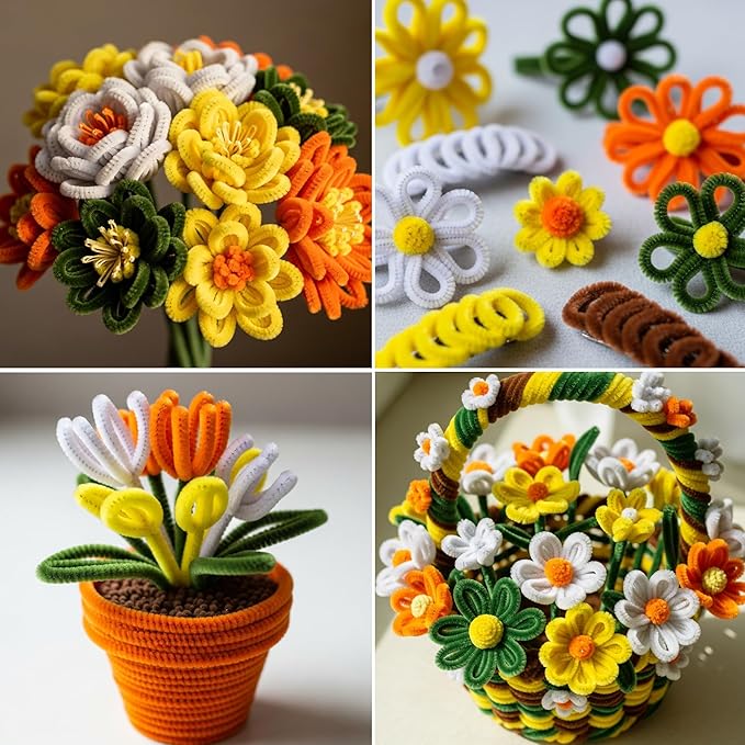 Caydo 200 Pieces Yellow Pipe Cleaners Craft Chenille Stems for DIY Art Creative Crafts Party Easter Decorations (12 Inch x 6 mm)