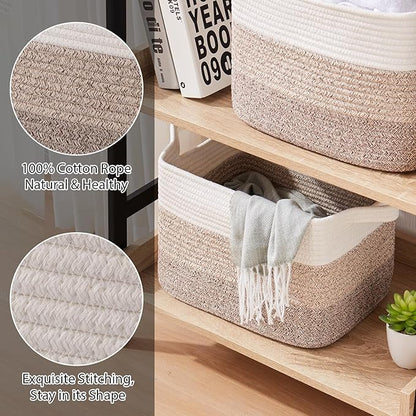 OIASKET Storage Basket for Organizing, Woven Baskets for Storage, Rectangle Decorative Baskets for Shleves, Closet, Toys, Book, Nursery Organizer Bins - Pack of 3 (Gradient Yellow, 15.75"x11.8"x9.85")