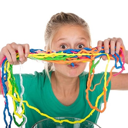 Steve Spangler Science String Slime Deluxe Kit, Includes Pink, Blue, Yellow & Clear (3.4 oz. Each) – DIY Slime Science Experiment Kit for Kids, Learn/Teach Science of Polymers, Exciting STEM Activity
