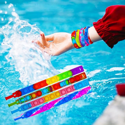 100PCS Pop Fidget Bulk Bracelets Toys, Fidget Popper Bracelet Pack, Durable and Adjustable, Multicolor Pop Bracelet Finger Press Bracelet for Kids and Adults Bulk Toys Bulk Fidgets
