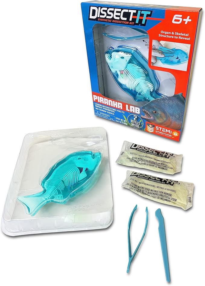 Dissect-It Simulated Synthetic Lab Dissection Toy, STEM Projects for Kids Ages 6+, Animal Science, Biology, Anatomy Home Learning Kit, Great for Young Scientists! - Piranha