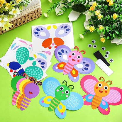 24 Set Butterfly Crafts for Kids Butterfly Paper Magnet Craft Kit with Eyes Make Your Own Spring Summer Crafts for Festival Gifts Rewards Arts Projects Butterfly Party Favors School Games