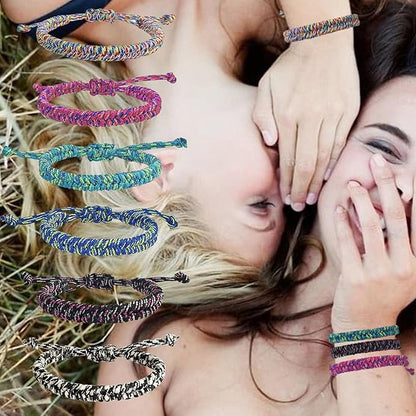 12 pcs Braided Friendship Bracelets for Teen Girls Woven Paracord Bracelets Set Valentines Exchange Gifts Easter Basket Fillers for Teen Teenager Birthday Christmas Party Favors