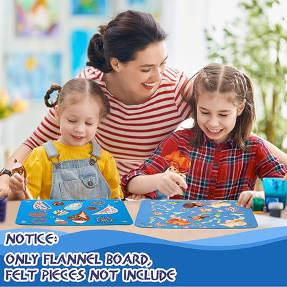 4 Pieces Felt Board for Toddlers Classroom Flannel Board Stories for Preschool Homeschooling, Kids Felt Story Activity Wall Hanging Children Birthday Gifts, 11.8 x 15.75 Inch (Blue)