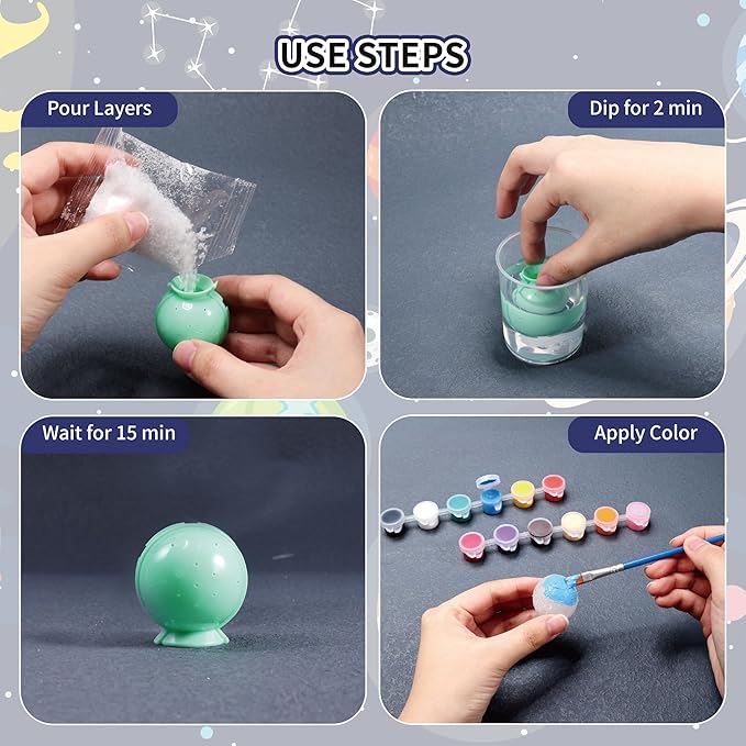 Pllieay DIY Planet Bouncy Ball Make Your Own Bouncy Ball Kit Kids Magic Bouncy Balls Educational Science Kits Solar System for Kids Craft Kit for Kids