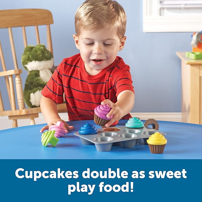 Learning Resources Smart Snacks Shape Sorting Cupcakes,17 Pieces, Ages 18 Months+, Fine Motor, Color & Shape Recognition