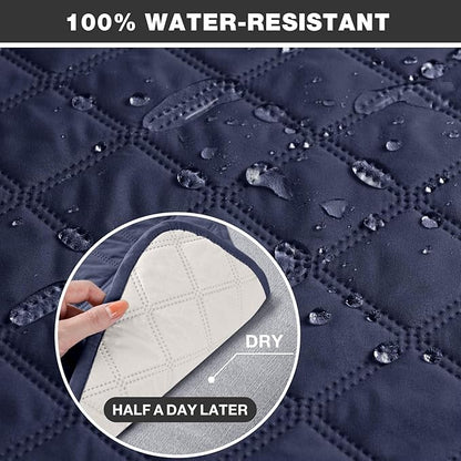 TAOCOCO Non-Slip Recliner Chair Cover Sofa Slipcover, Pet Cover for Large Recliner with Elastic Straps, Washable Chair Seat Cover Recliner Chair Furniture Protector (28'' Oversized, Dark Blue)