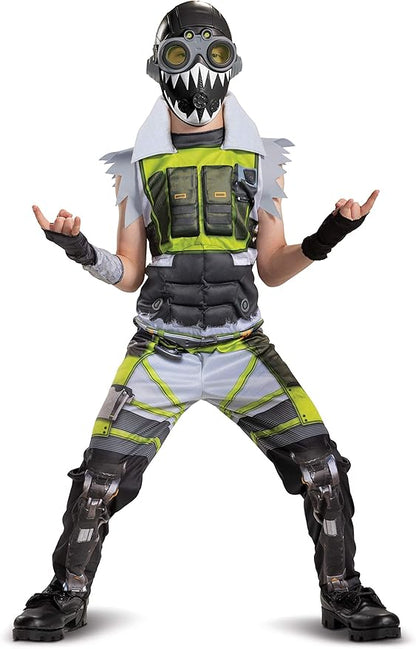 Apex Legends Octane Costume, Video Game Inspired Muscle Padded Jumpsuit and Mask