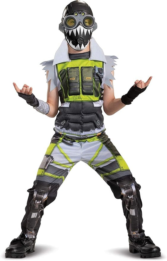 Apex Legends Octane Costume, Video Game Inspired Muscle Padded Jumpsuit and Mask
