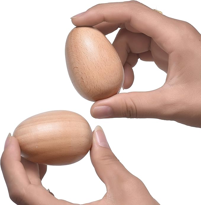 4 PCS Wood Egg Shakers Set, Musical Percussion Instruments, Natural Finish