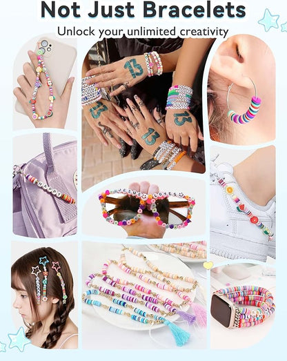 ARTDOT 5342 PCS Clay Beads for Friendship Bracelets Making Kit, 24 Rainbow Colors Jewelry Making Supplies Heishi Beads with Elastic String and Organizer Gifts