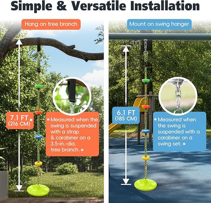 ZNCMRR Tree Swing Climbing Rope, Heavy Duty Swings Seat Replacement for Kids Disc Rope Climbing Swings Seat for Tree Indoor Outdoor Playground Swing Set Accessories(Leaf Green)