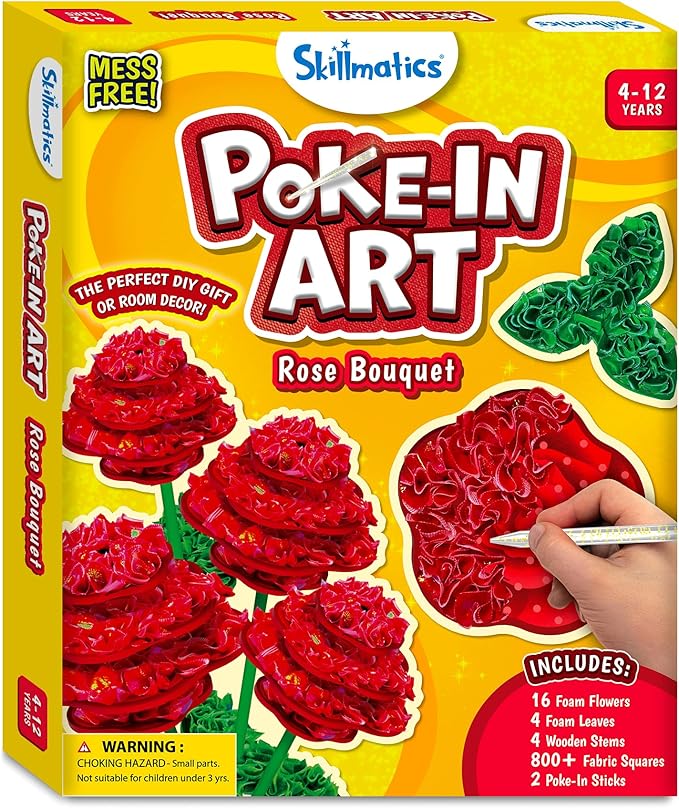 Skillmatics Art & Craft Activity - Poke-in Art Rose Bouquet, Mess-Free Art for Kids, Craft Kits, DIY Activity, Valentine's Day Gifts for Girls & Boys Ages 4, 5, 6, 7, 8, 9, 10, 11, 12