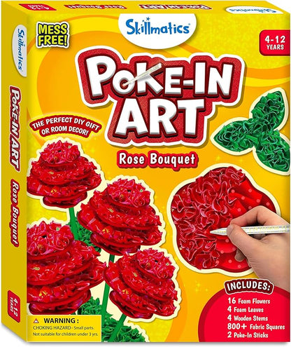 Skillmatics Art & Craft Activity - Poke-in Art Rose Bouquet, Mess-Free Art for Kids, Craft Kits, DIY Activity, Valentine's Day Gifts for Girls & Boys Ages 4, 5, 6, 7, 8, 9, 10, 11, 12