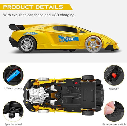 KKONES Remote Control Car, Toy for 3-8 Year Old Boy, 360° Rotating RC Deformation Robot Car Toy, Transform Robot RC Car Age 3 4 5 6 7 8-12 Year Old Boys Girls Birthday Gift (Yellow)