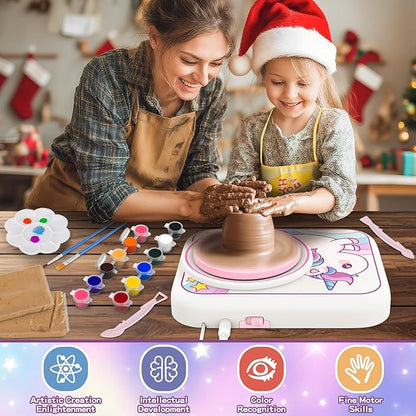 LERJIAUS Pottery Wheel for Kids, Arts and Crafts for Kids Ages 8-12 with 3 Pack Air Dry Clay Art Supplies, Crafts Unicorn Toys for 4 5 6 7 8 9 10 11 12+ Girls Gift
