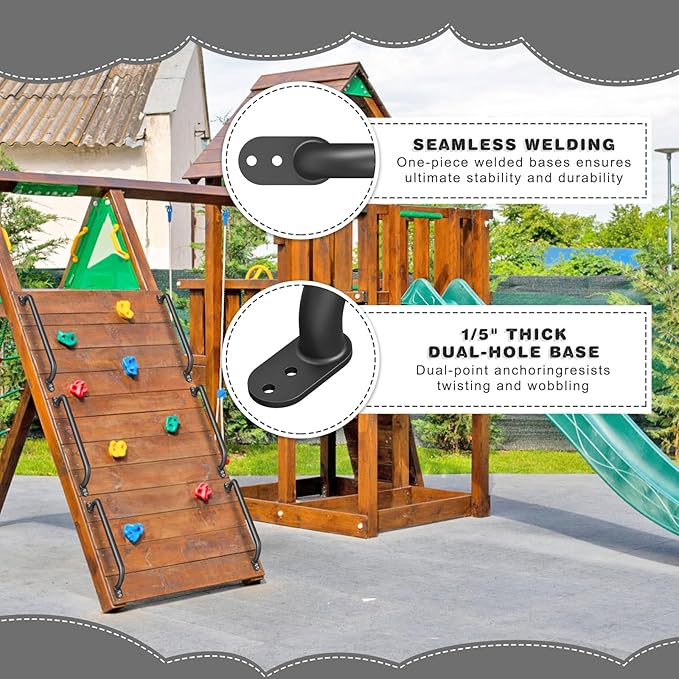 Dolibest 30 Inch Metal Safety Handles, Playground Ladder Handle, Long Grab Handles for Kids Playhouse, Treehouse, Rock Climbing Wall, Swing Set Accessories, Indoor & Outdoor Use (2PCS)-Black